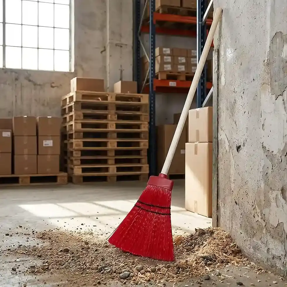 polycorn broom with synthetic corn very stiff bristles for heavy-duty sweeping and industrial cleaning