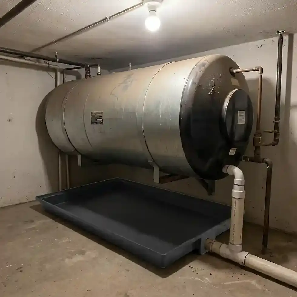 250L geyser drip tray 1780mm x 600mm x 90mm spill containment tray in 7 colours for industrial use