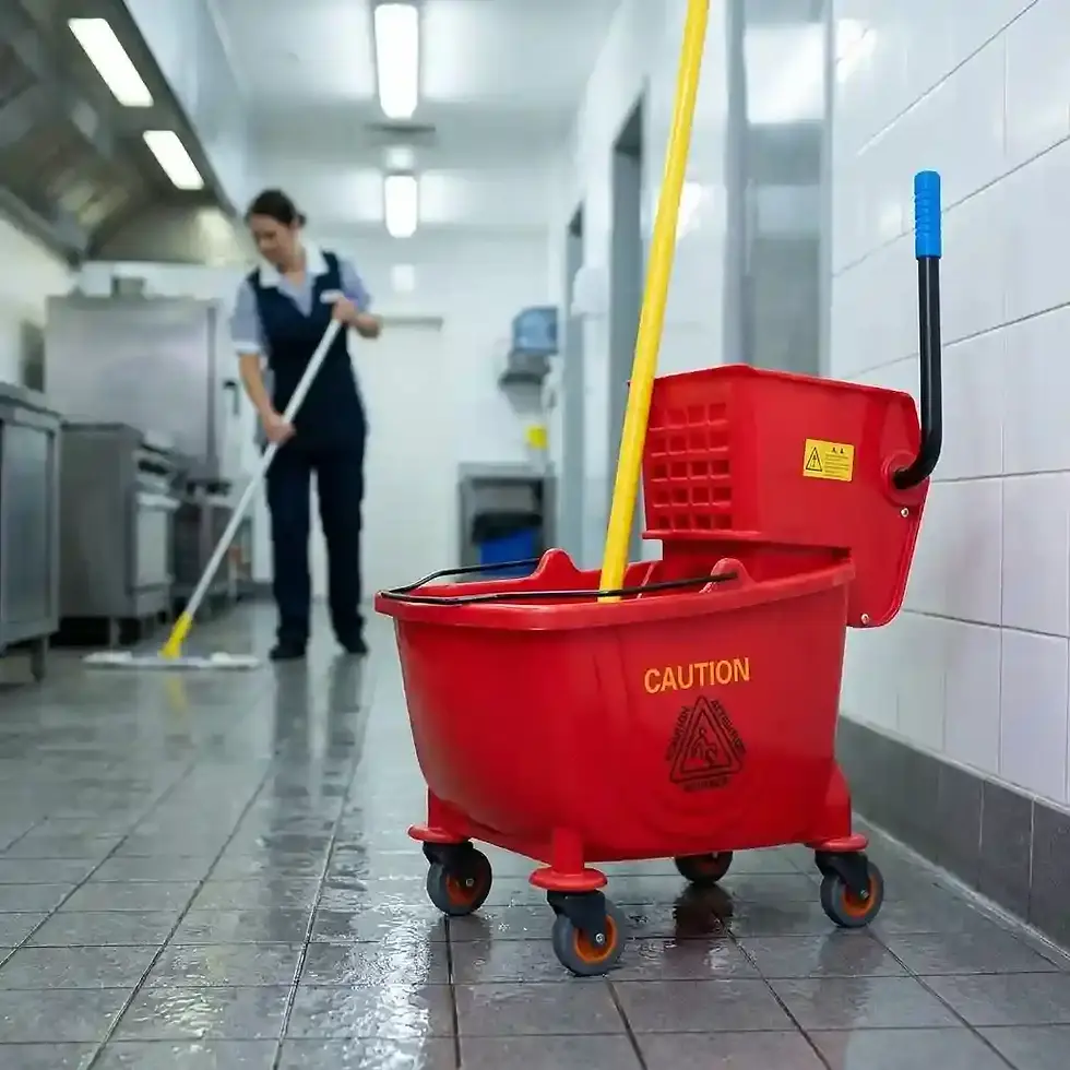 Thumbnail: durable 36L mopping trolley wringer bucket for industrial and warehouse floor cleaning
