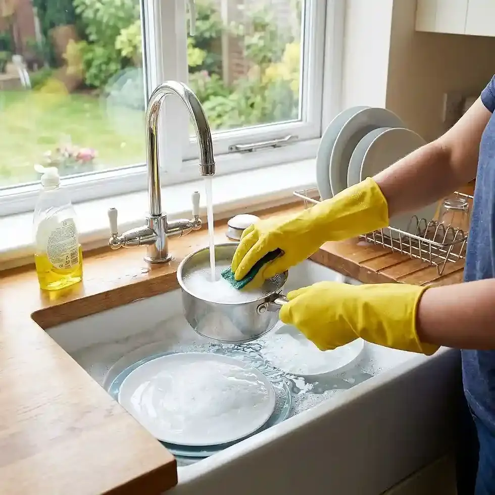 yellow household gloves for kitchen bathroom and general home cleaning tasks all sizes available