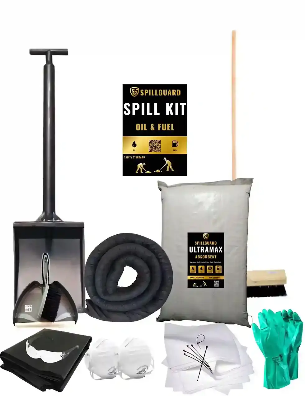 Spillguard Oil and fuel spill refill kit full set laid out