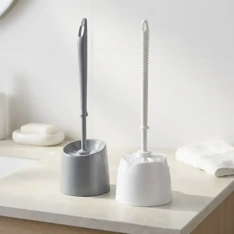 toilet brush set with holder white