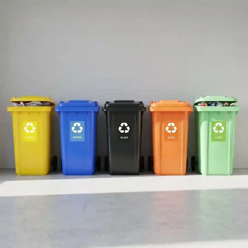 5-colour 240L recycling wheelie bins for hotels guest houses and hospitality waste sorting