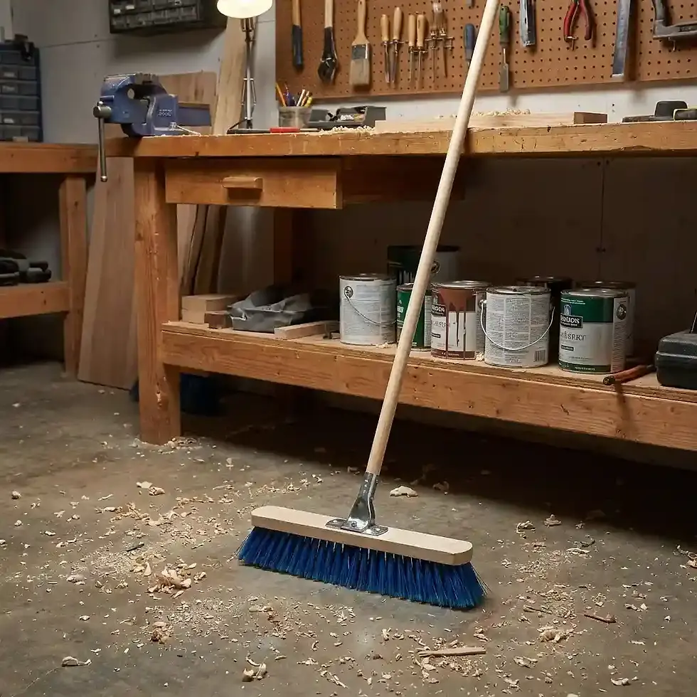 wooden handle metal attachment broom for heavy duty industrial floor sweeping and cleaning