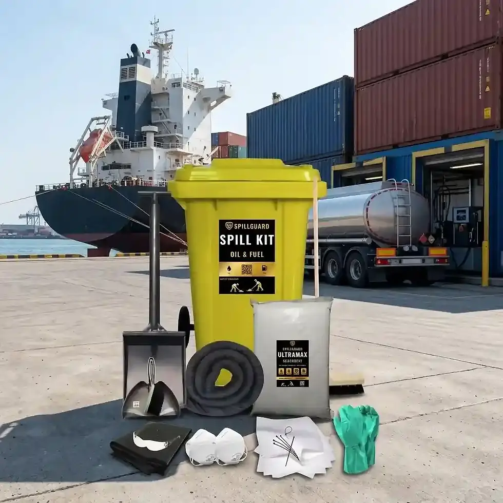 oil and fuel hydrocarbon spill kit 120l wheelie bin for industrial spill containment and cleanup