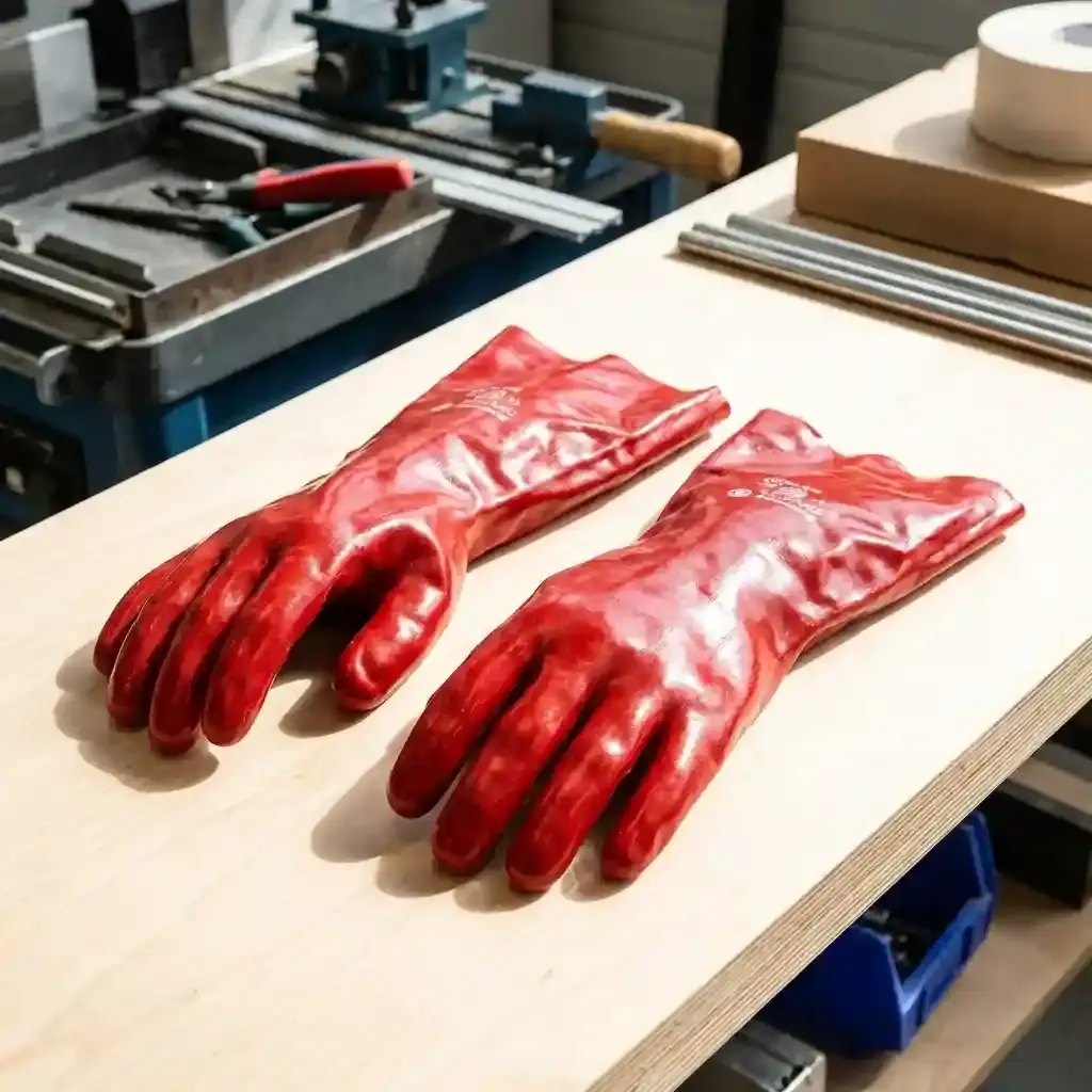 PVC industrial gloves red