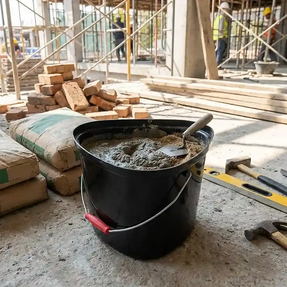Thumbnail: triangular construction bucket for mixing cement plaster and building materials