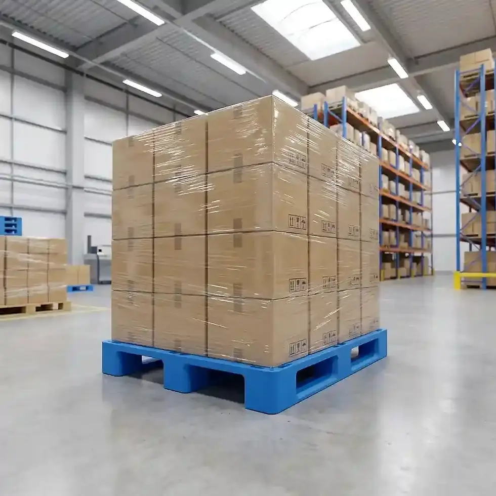Thumbnail: 1200 x 1000 three skid plastic pallet for warehouse handling and logistics operations