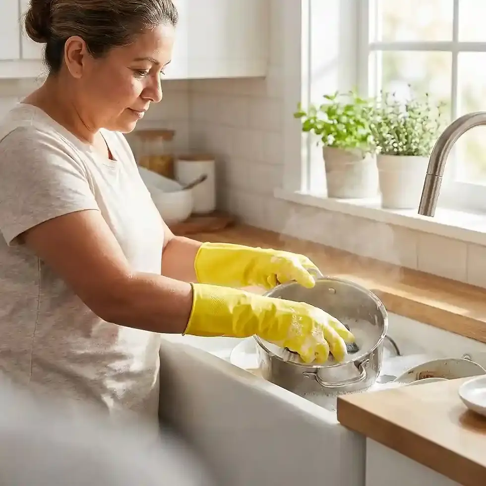 Thumbnail: yellow rubber household gloves all sizes for cleaning washing and light industrial use