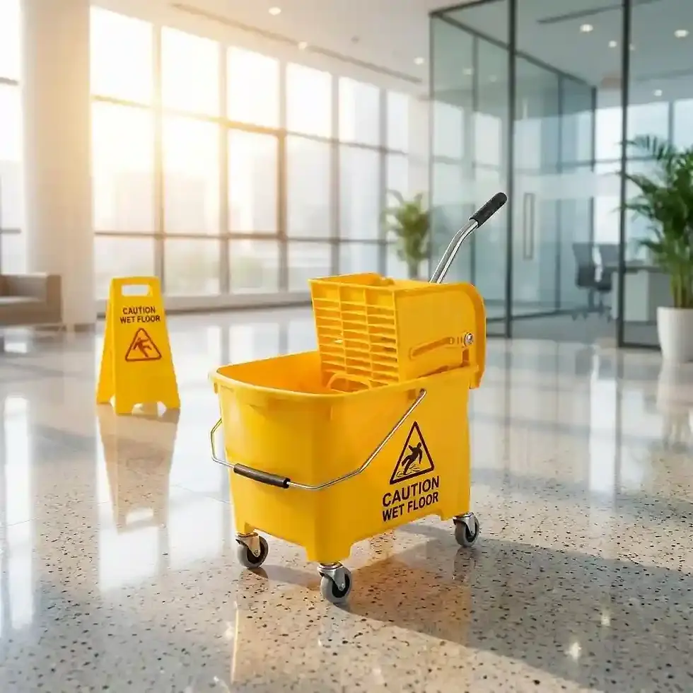 20 litre mop bucket with wringer trolley for janitorial and facility floor cleaning