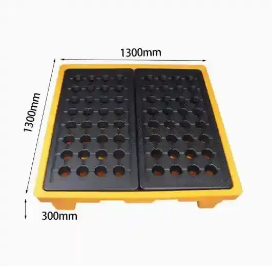 Yellow and black 4 drum spill pallet – secure drum storage