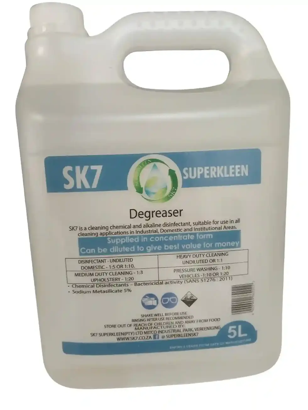 Thumbnail: SK-7 heavy-duty degreaser next to broom and rags