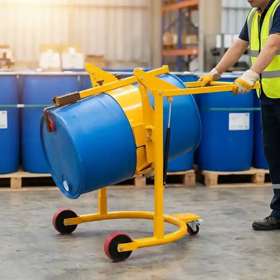 Thumbnail: heavy duty drum carrier for 210 litre plastic drums used in factories and warehouses