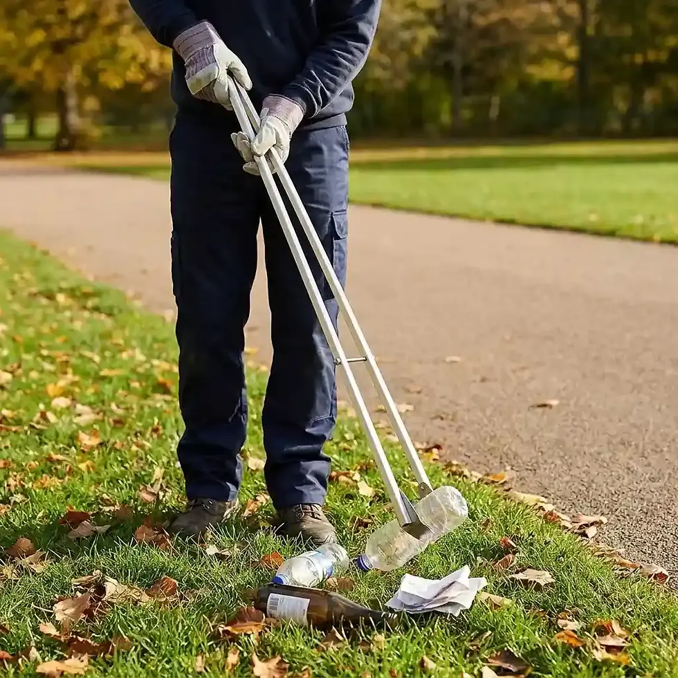 metal litter picker for picking up litter and waste in outdoor and industrial areas