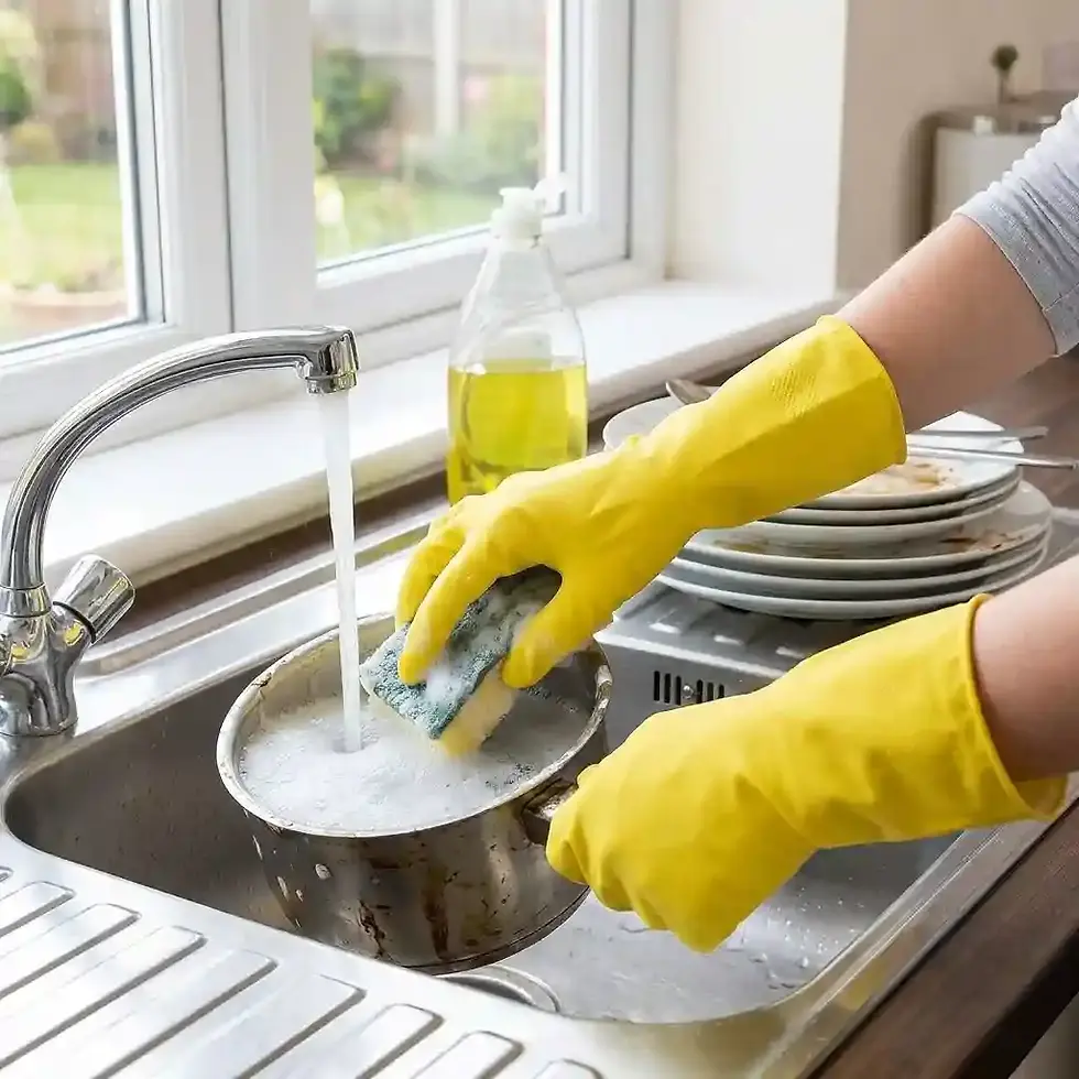 Thumbnail: yellow household gloves South Africa all sizes for home and commercial cleaning protection