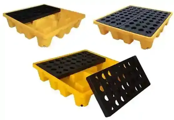 Close-up of 4 drum spill pallet with 260L sump capacity