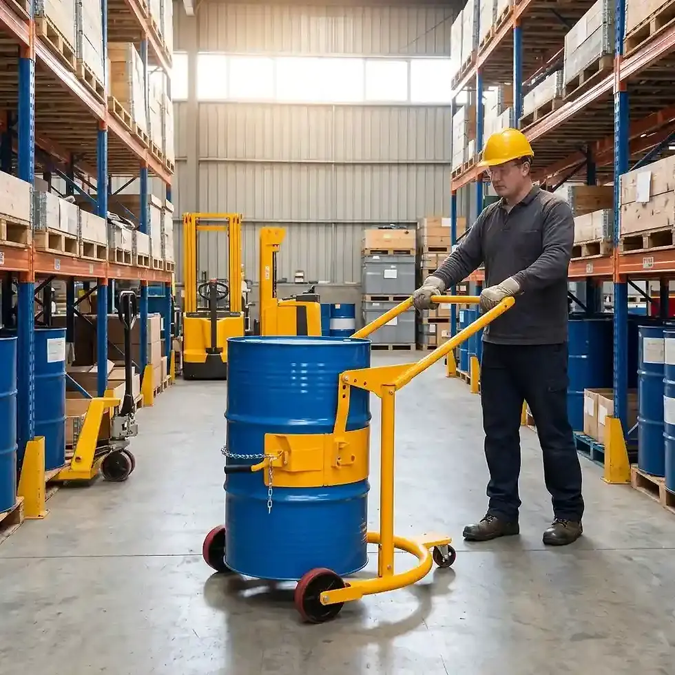 mobile steel drum carrier for safe and efficient industrial drum transport and movement