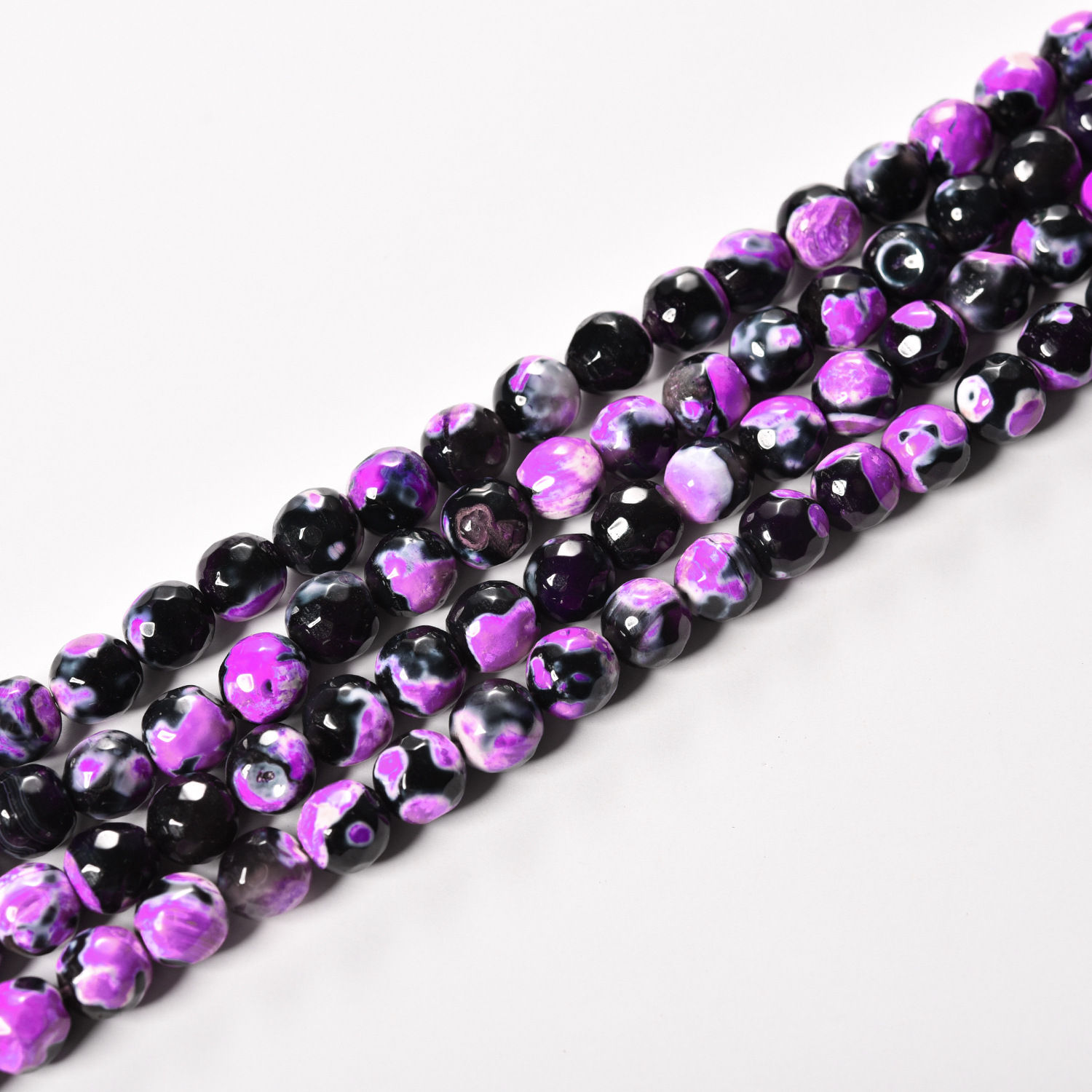 Fire Agate blue / black 8mm, strand + -15 "