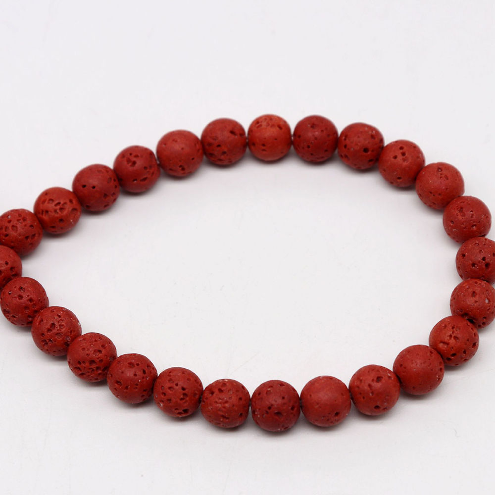 Bille Pierre de Lave 8mm rouge, corde de +-15’’