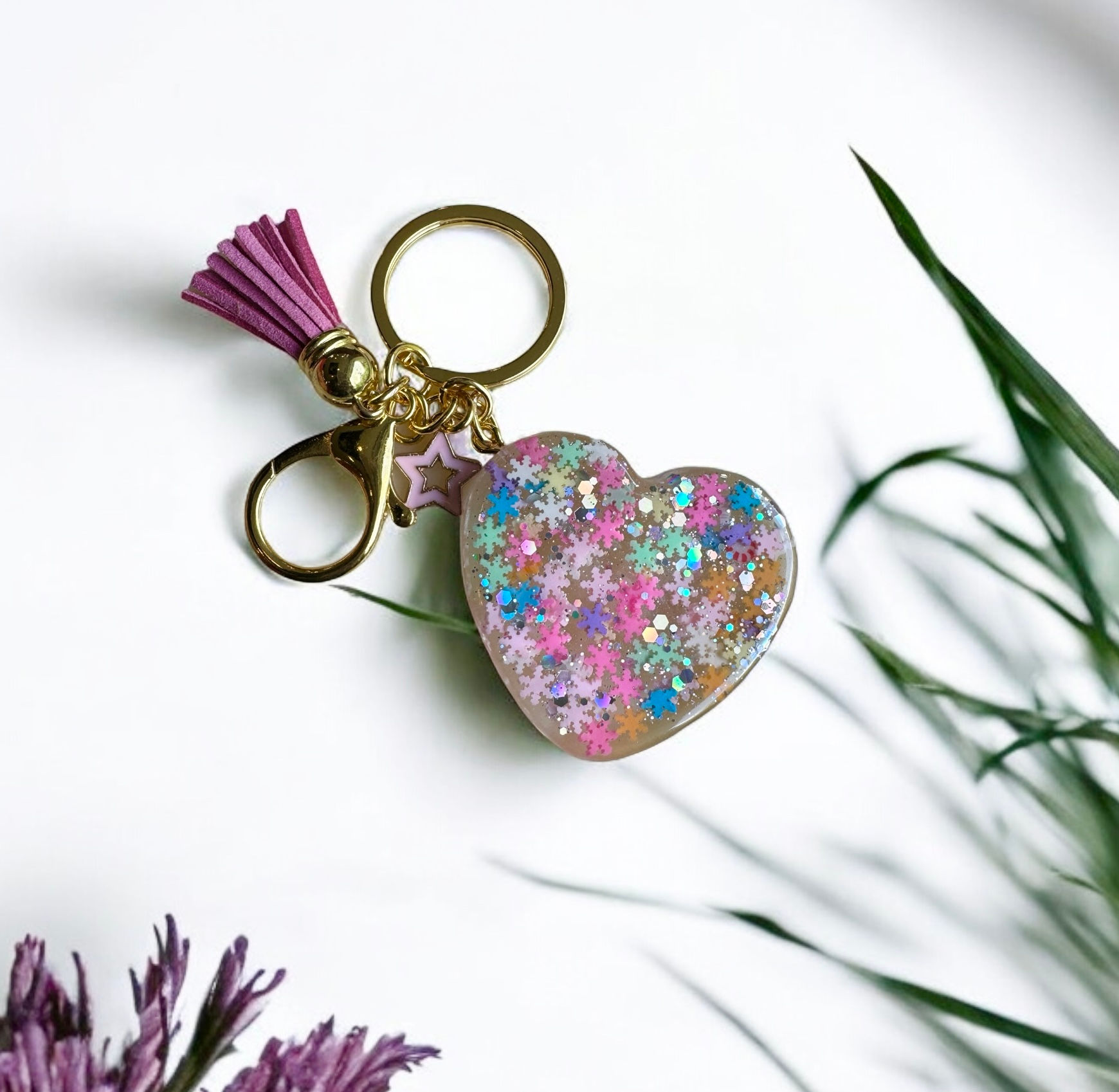 Multi-color Heart keychain 