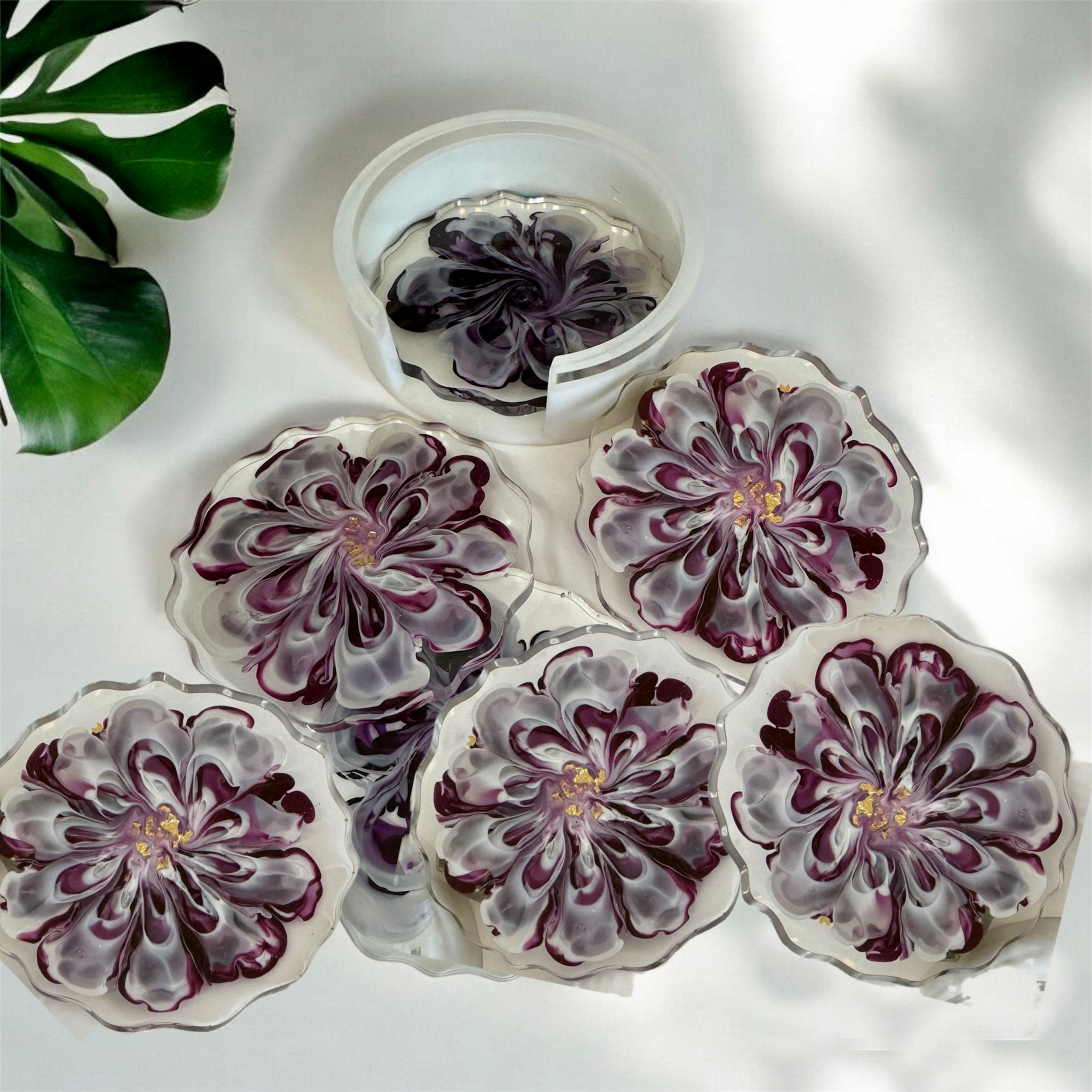 3D Purple Flower Coasters Set-6