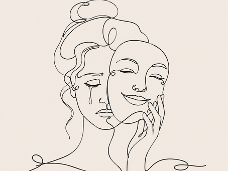 femme qui cache sa tristesse avec un sourire