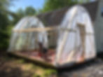 Greenhouse plastic covering on the front and back endwall