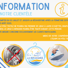Information à destination de nos clients particuliers – Service textile