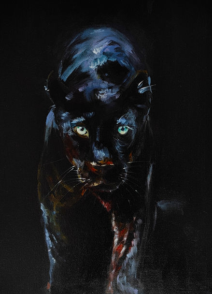 Black panther on black background