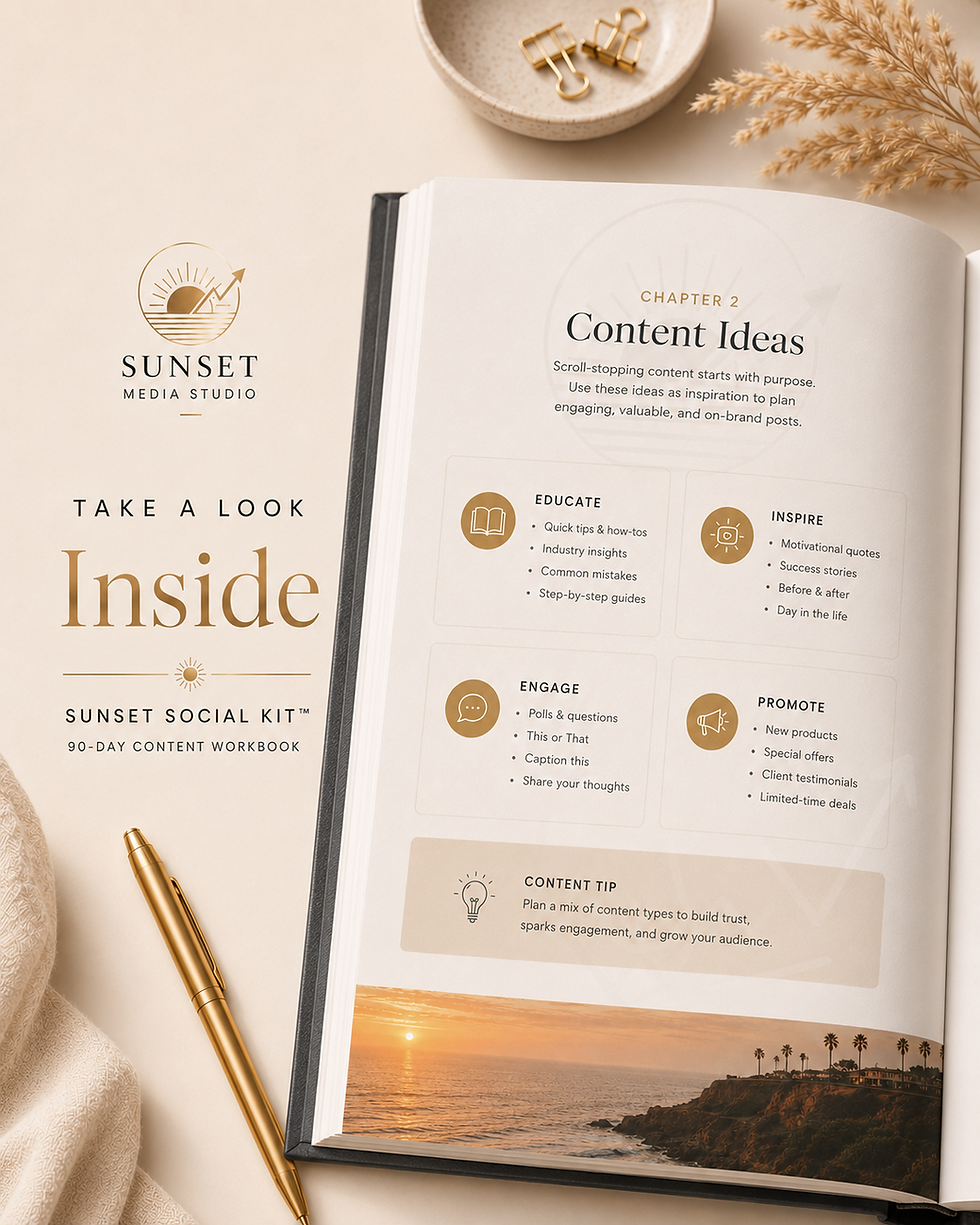 Content ideas page inside the Sunset social kit.