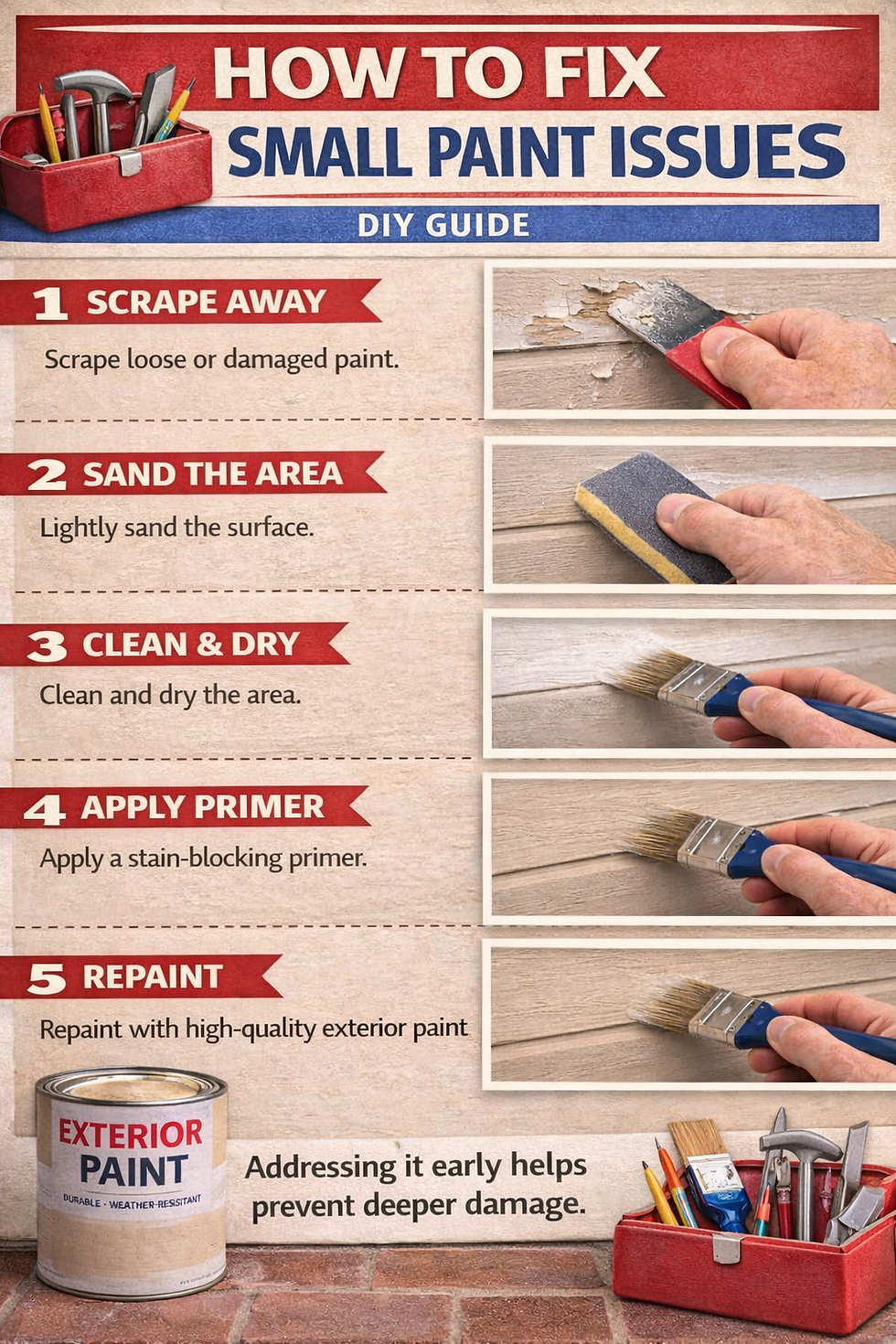 DIY how to fix small paint issues on the exterior of your home