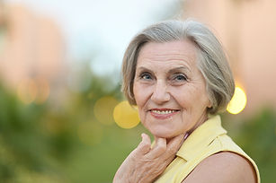 Closeup of older person smiling