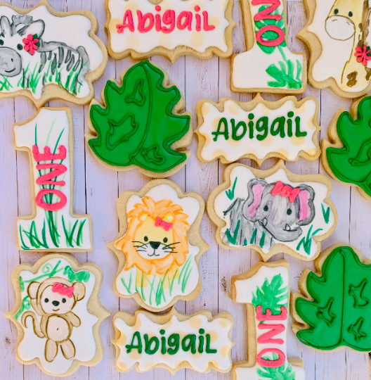 Water Color Jungle Birthday Cookies