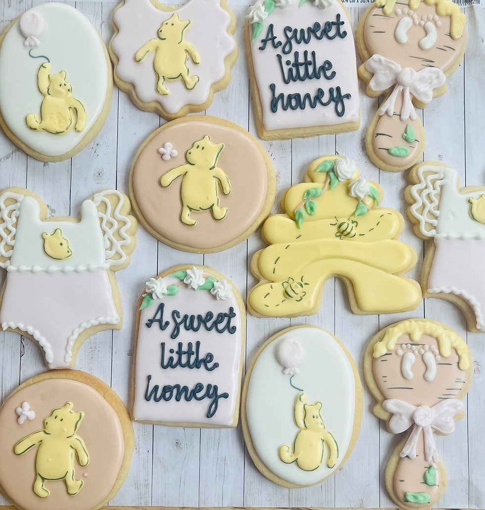 Thumbnail: Winnie Baby Shower Royal Icing Cookies