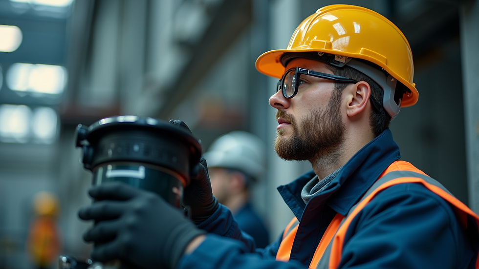 Eye-level view of a technician installing a gas detection system