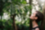 Woman outside head up