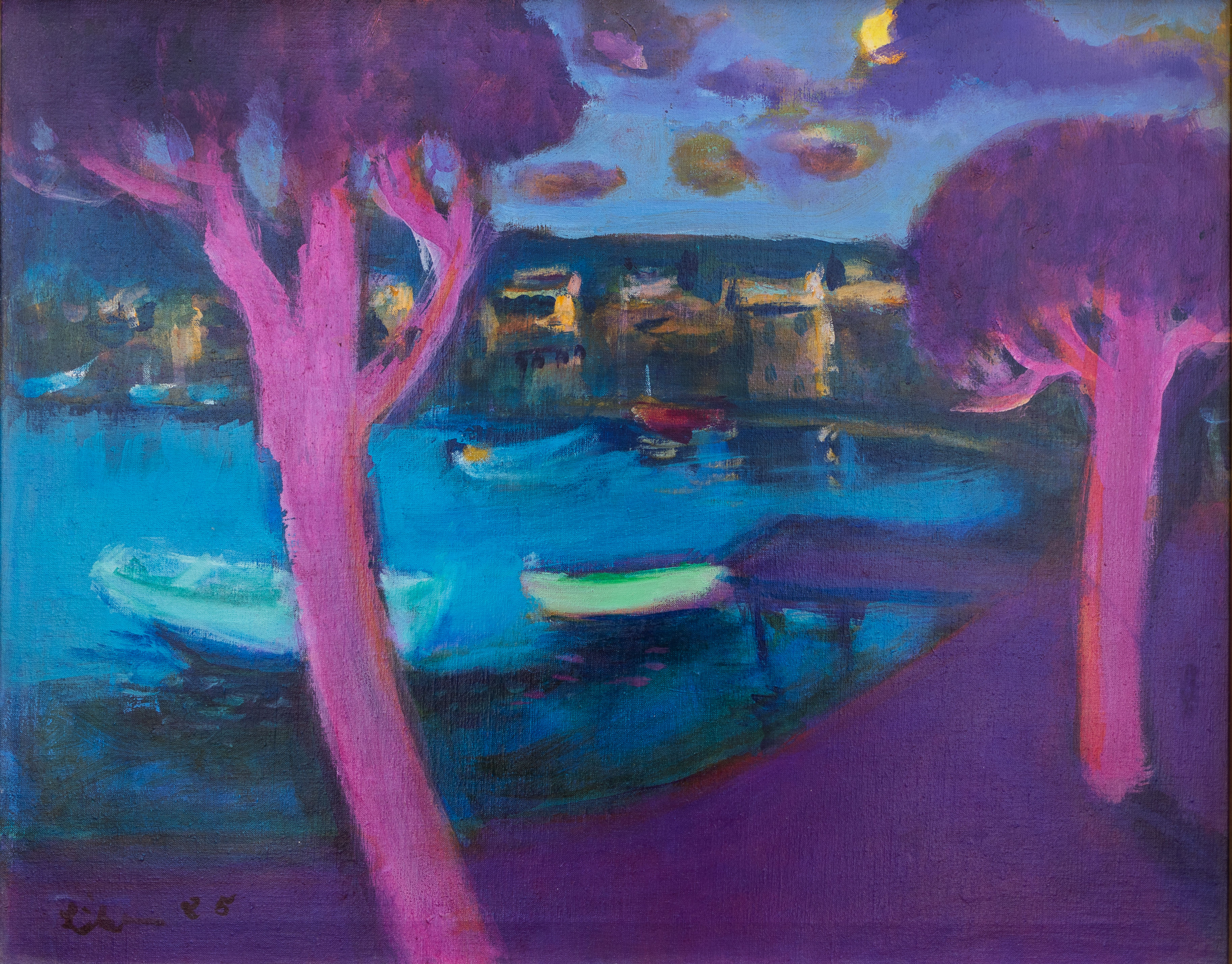 Lakeside on a Moonlit Night - Gustav Likan