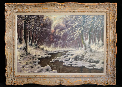 Winter Forest Scene with Creek