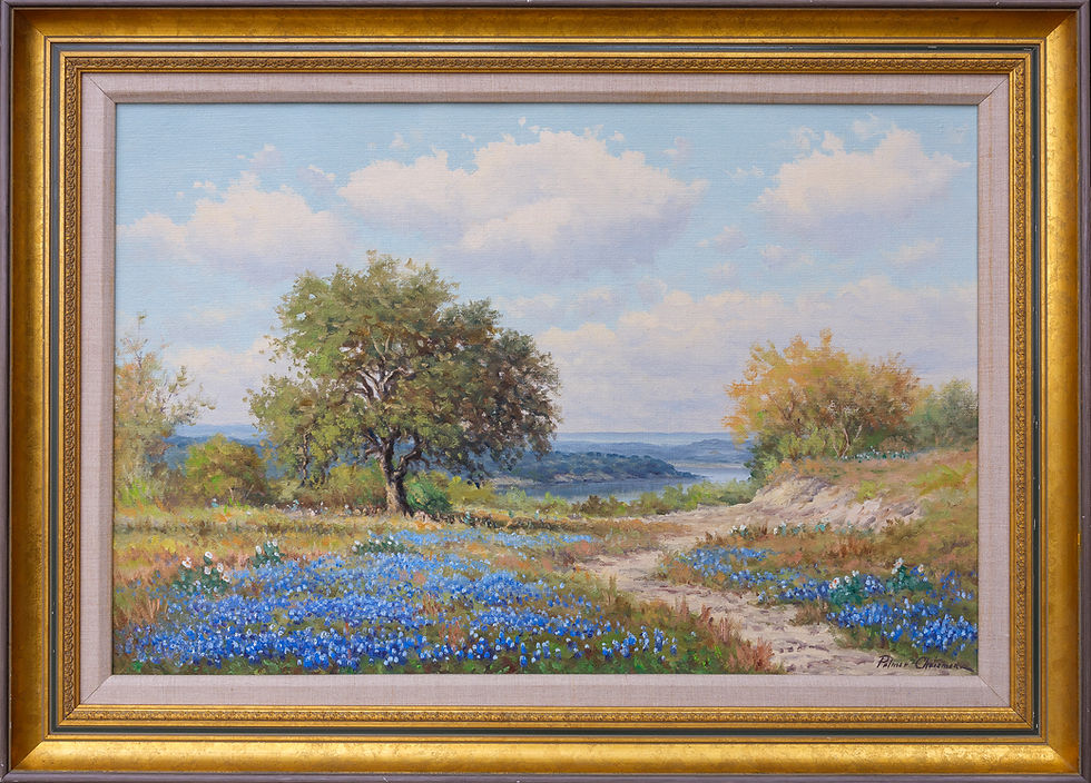 Thumbnail: "Texas Hill Country Bluebonnet Scene with Lake" - Palmer Chirsman