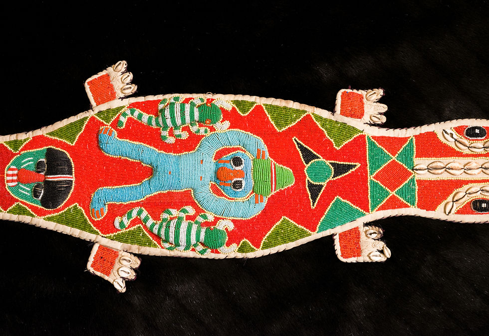 Thumbnail: Yoruba Beaded Textile Red Lizard