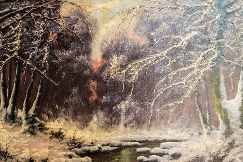 Winter Forest Scene with Creek