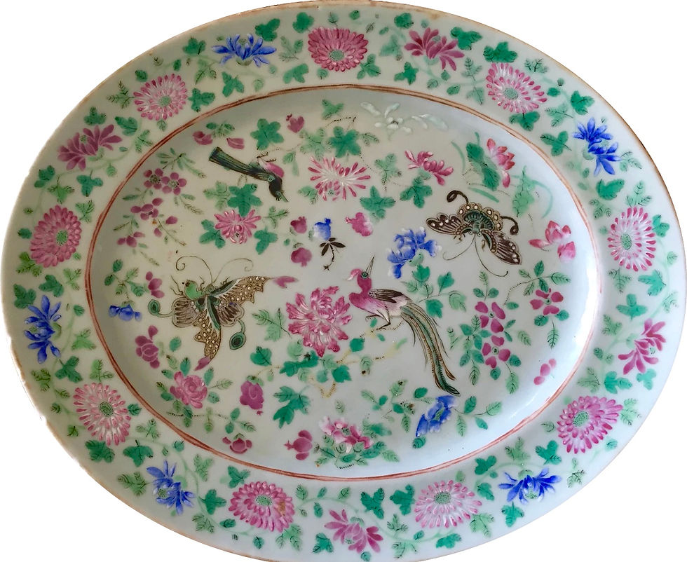 Purple and Blue Floral China Plate