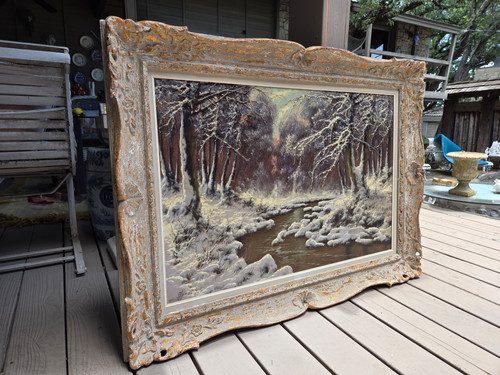 Winter Forest Scene with Creek