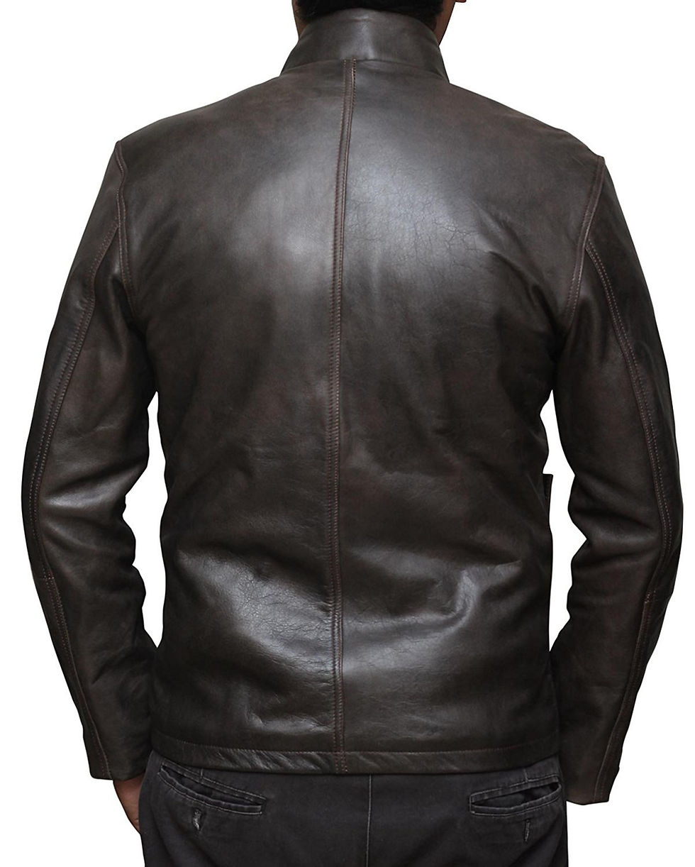 Thumbnail: Mens Stand Collar Vintage Lambskin Leather Jacket, Biker Jacket