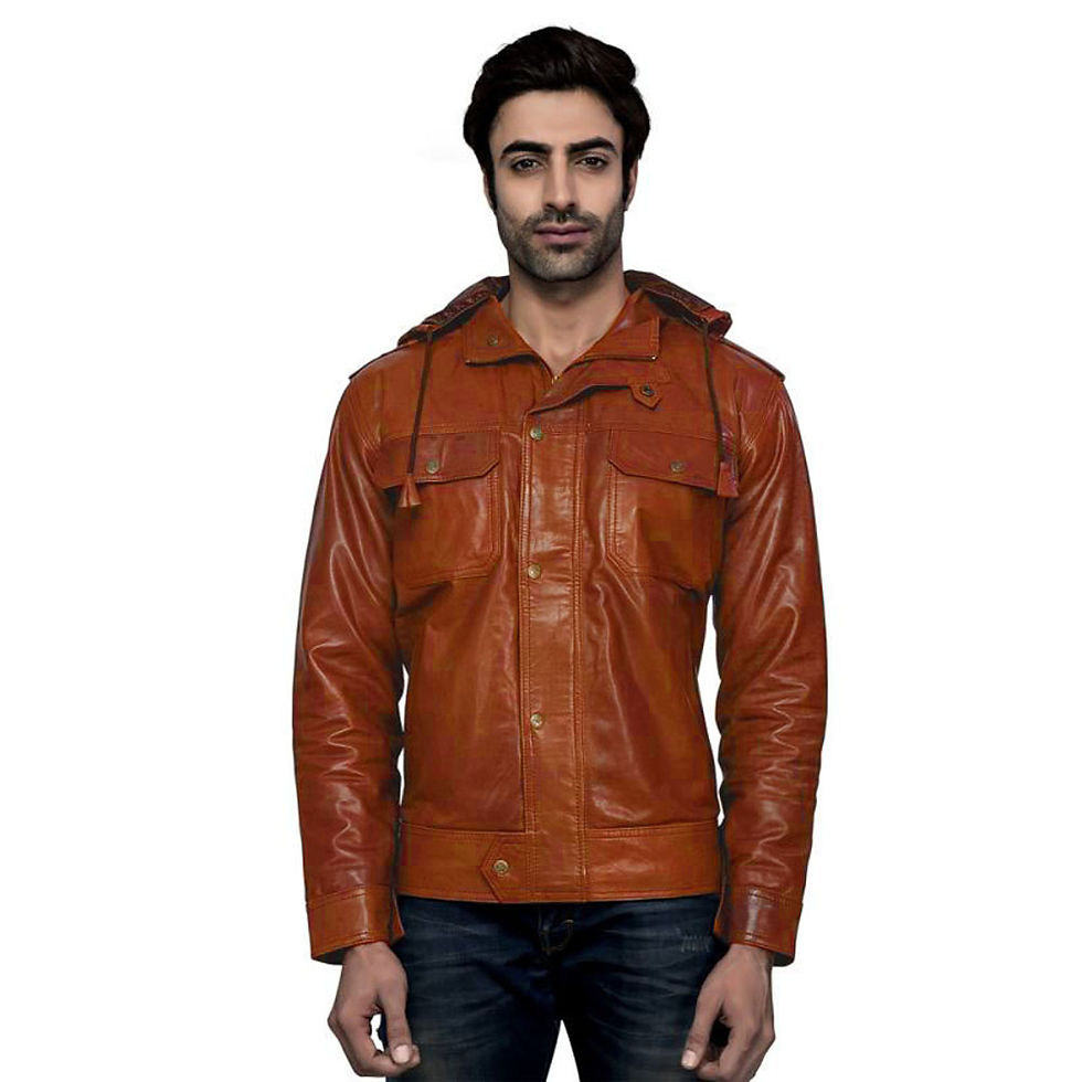 Miniaturbild: Captain Cory Mens Pacy Hoody Lambskin Genuine Leather Jacket, Hoody Jacket; Unde