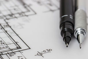 Mechanical pencil on a technical drawing