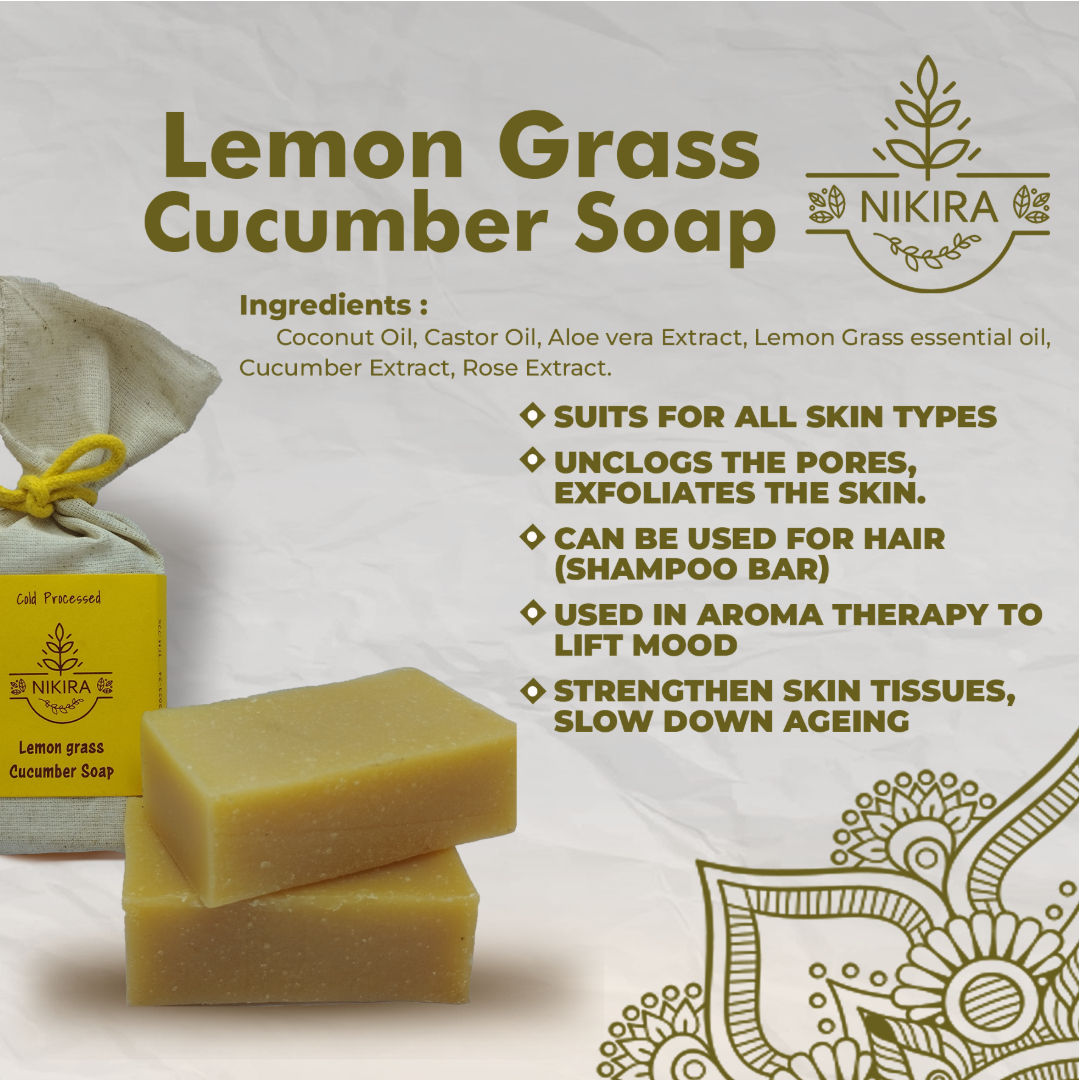 Nikira Lemon Grass Cucumber Handmade Soap - Pack of 2