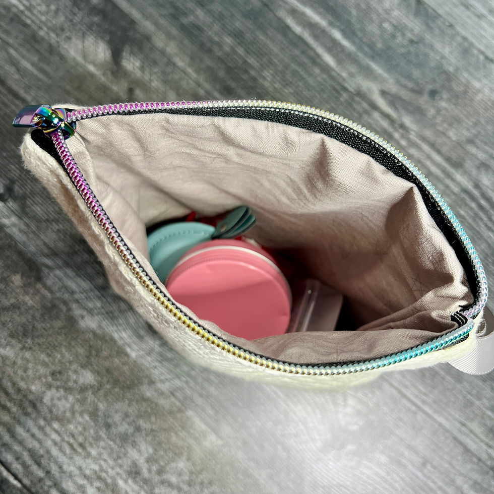 Thumbnail: OOAK White Texture Notions Zipper Bag
