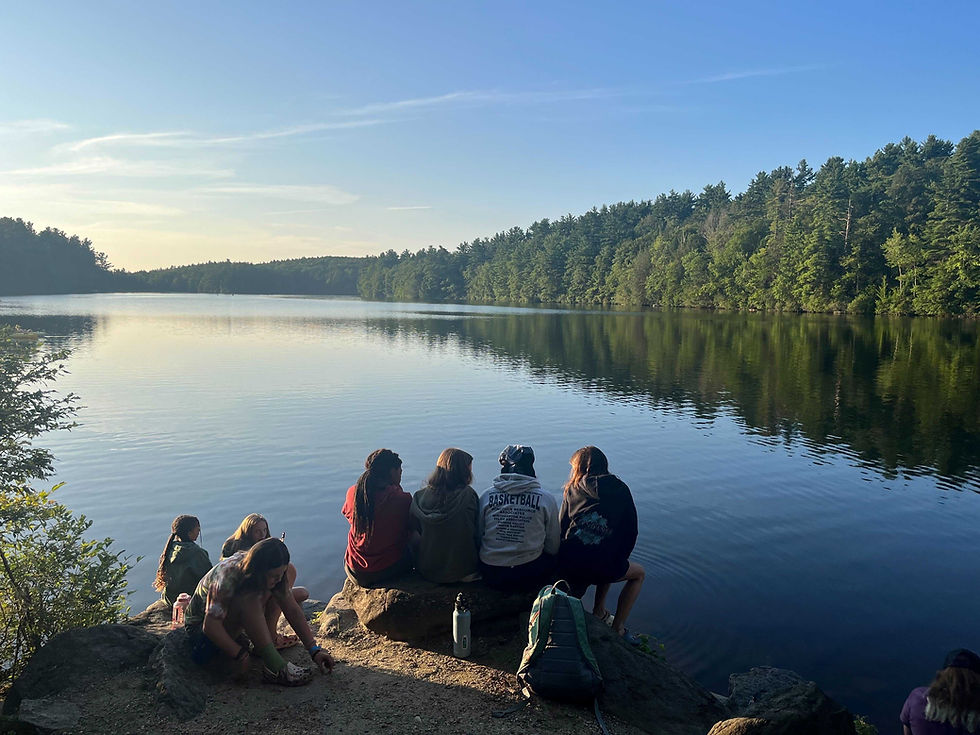 Cabin of girls sitting by the DAR Lake