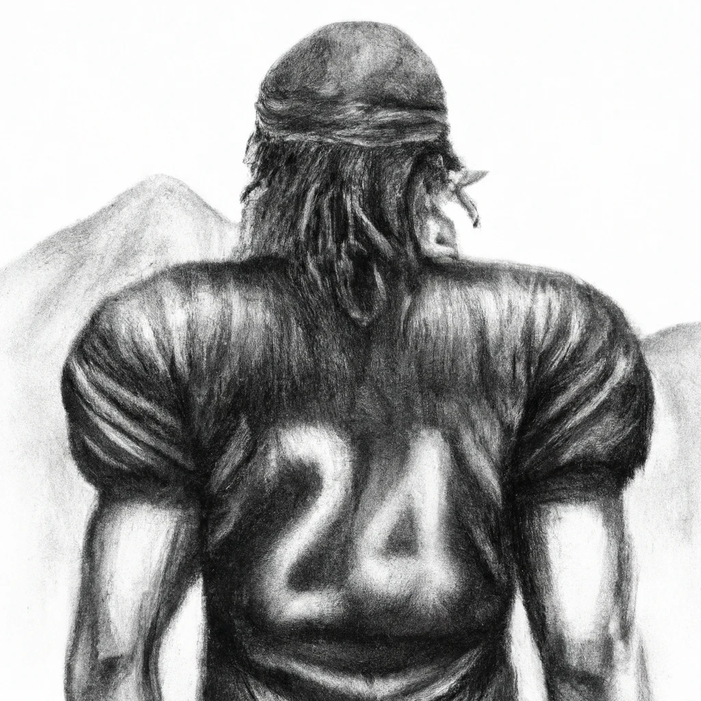 Marshawn Lynch staring at Mount Everest with his back turned